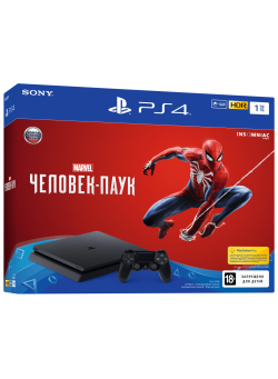 Игровая приставка Sony PlayStation 4 Slim 1TB Black (CUH-2108B) + Игра Marvel's Spider-man